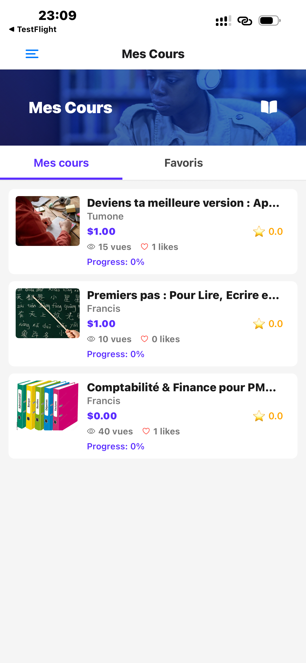 Capture d’écran Un+ — Détail formation