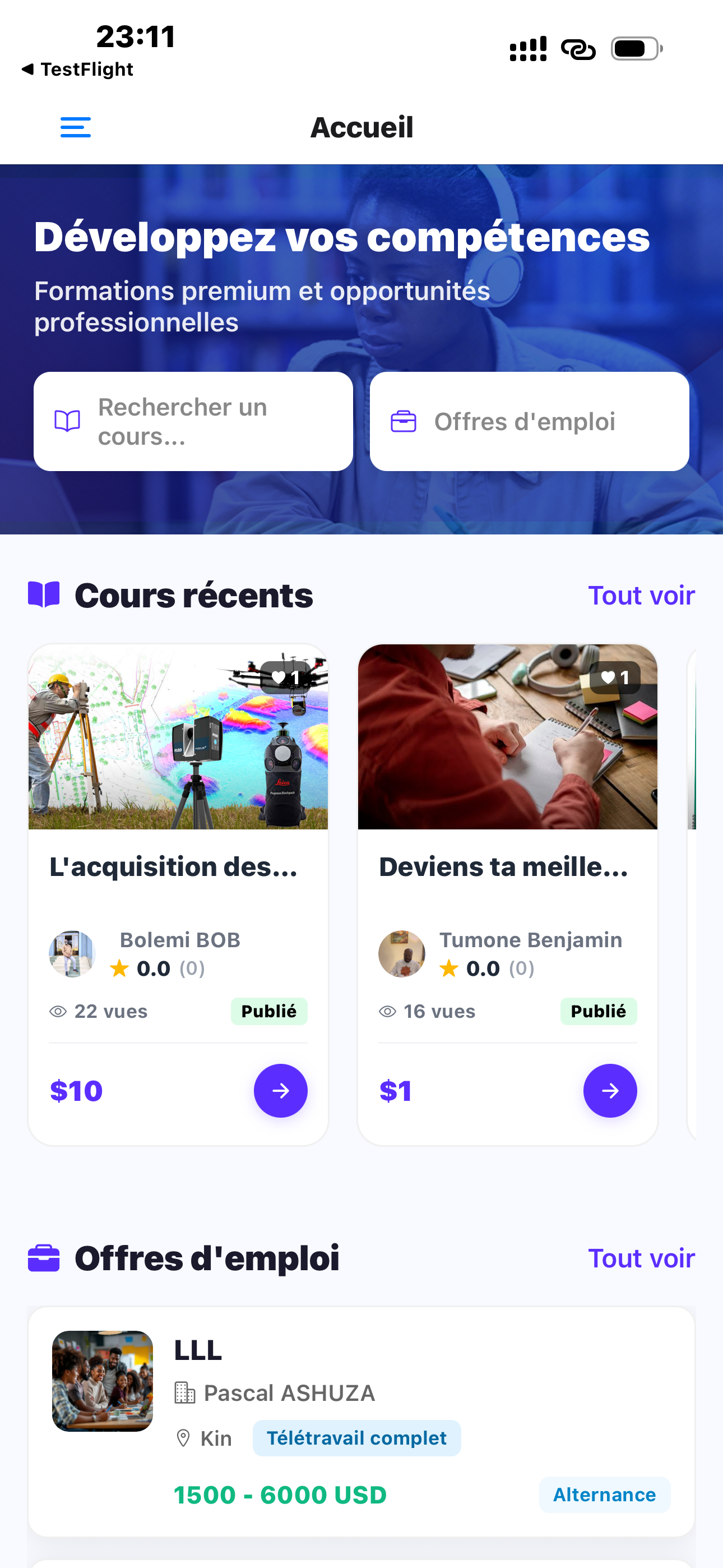 Capture d’écran Un+ — Expérience mobile